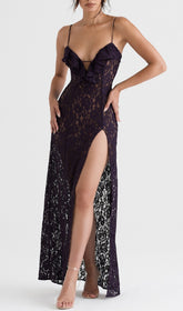 NIGHT SHADE Lace Maxi Dress In Black